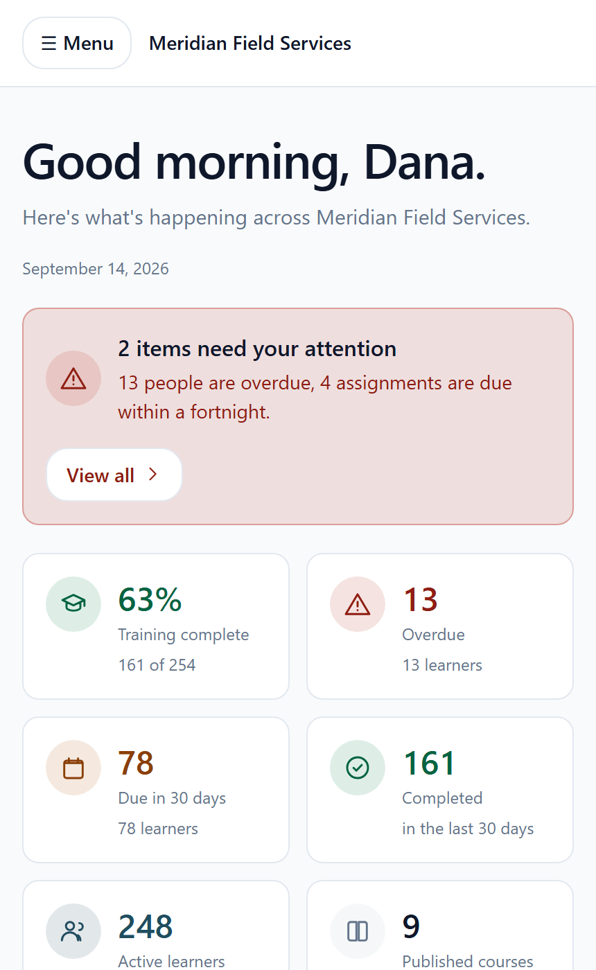 The Radplicity administrator dashboard on a phone.